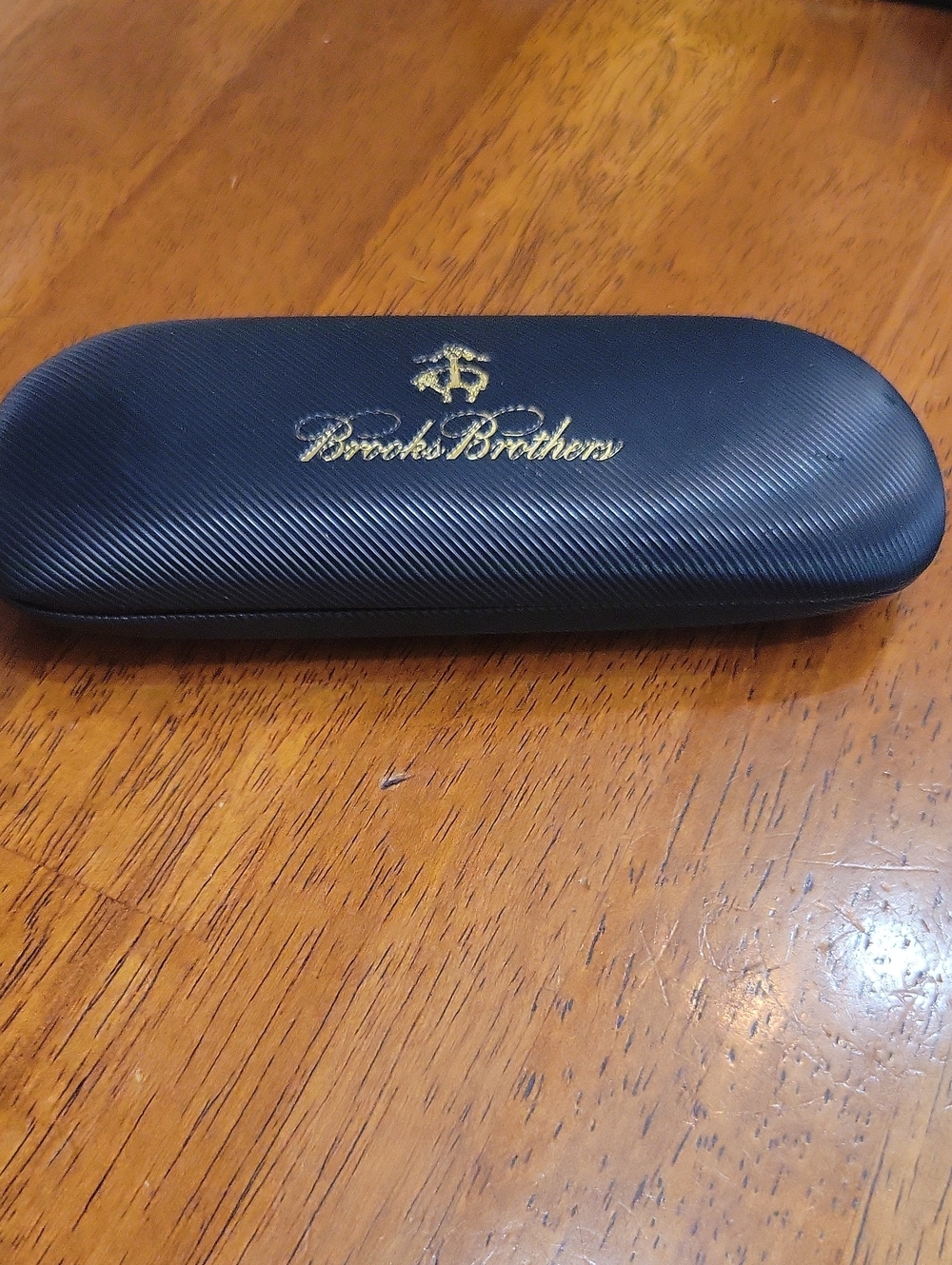 Vintage Brooks Brothers Navy Blue Gold Hard Case Eyeglass Clamshell